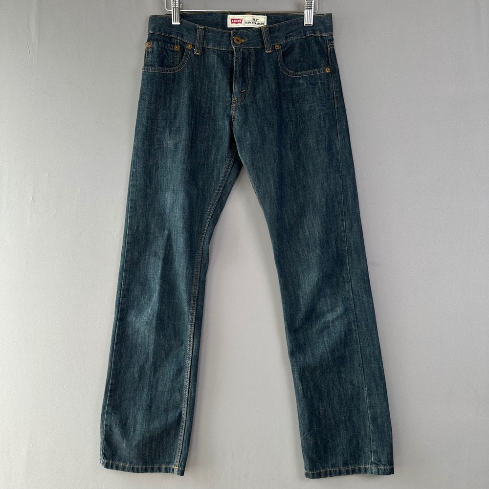 Levis 513 Slim Straight Jeans Dark Wash Denim 27x27 Womens 14Reg